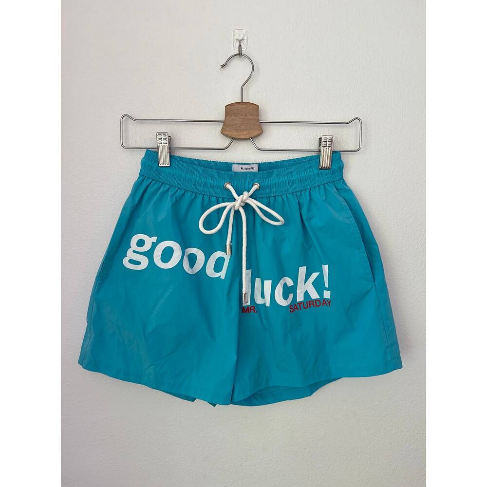 Mr. Saturday Good Luck Drawstring Swim Shorts Sz Small
